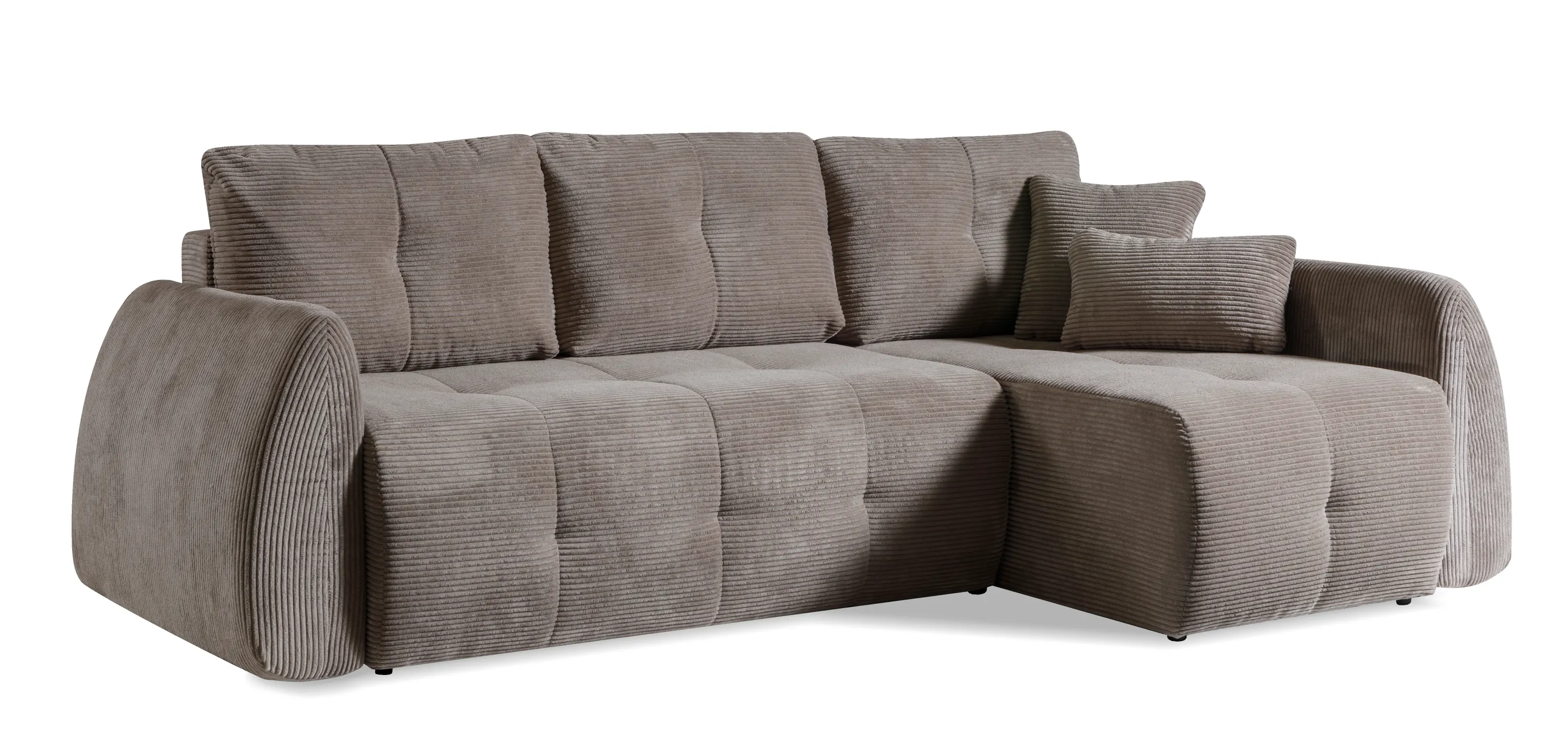 Narożnik rozkładany pikowany LUNA POSO 252 cm L/P z pojemnikiem brązowy - LUNA_POSO_03