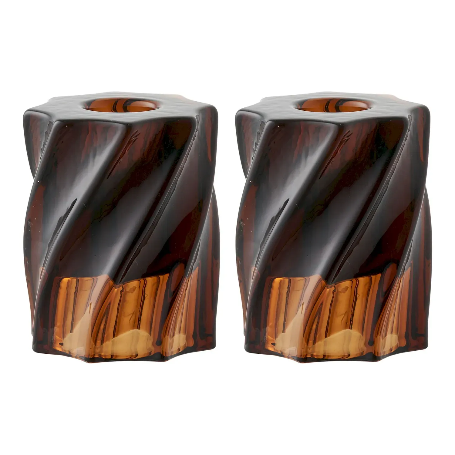 Świeczniki szklane CANDLE zestaw 2 sztuk przydymiony brąz - 4561202