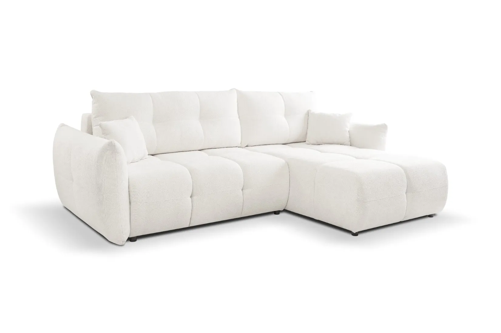 Narożnik rozkładany z pojemnikiem BASE SICURIO 257 cm L/P pikowany kremowy