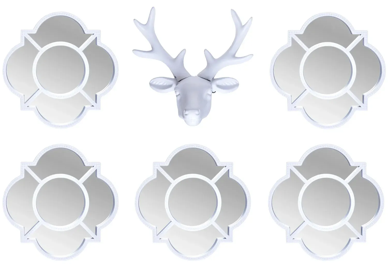 Dekoracje LUSTRA I GŁOWA RENIFERA 5 sztuk białe Dekoracje LUSTRA I GŁOWA RENIFERA 5 sztuk białe