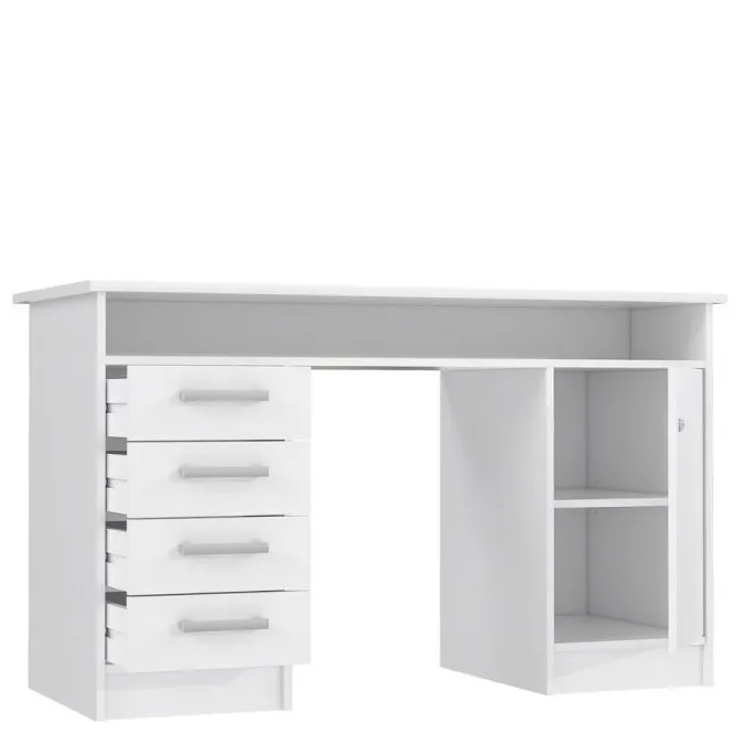 Biurko NET106 z szafką i 4 szufladami i pólką - biały - MT931-120