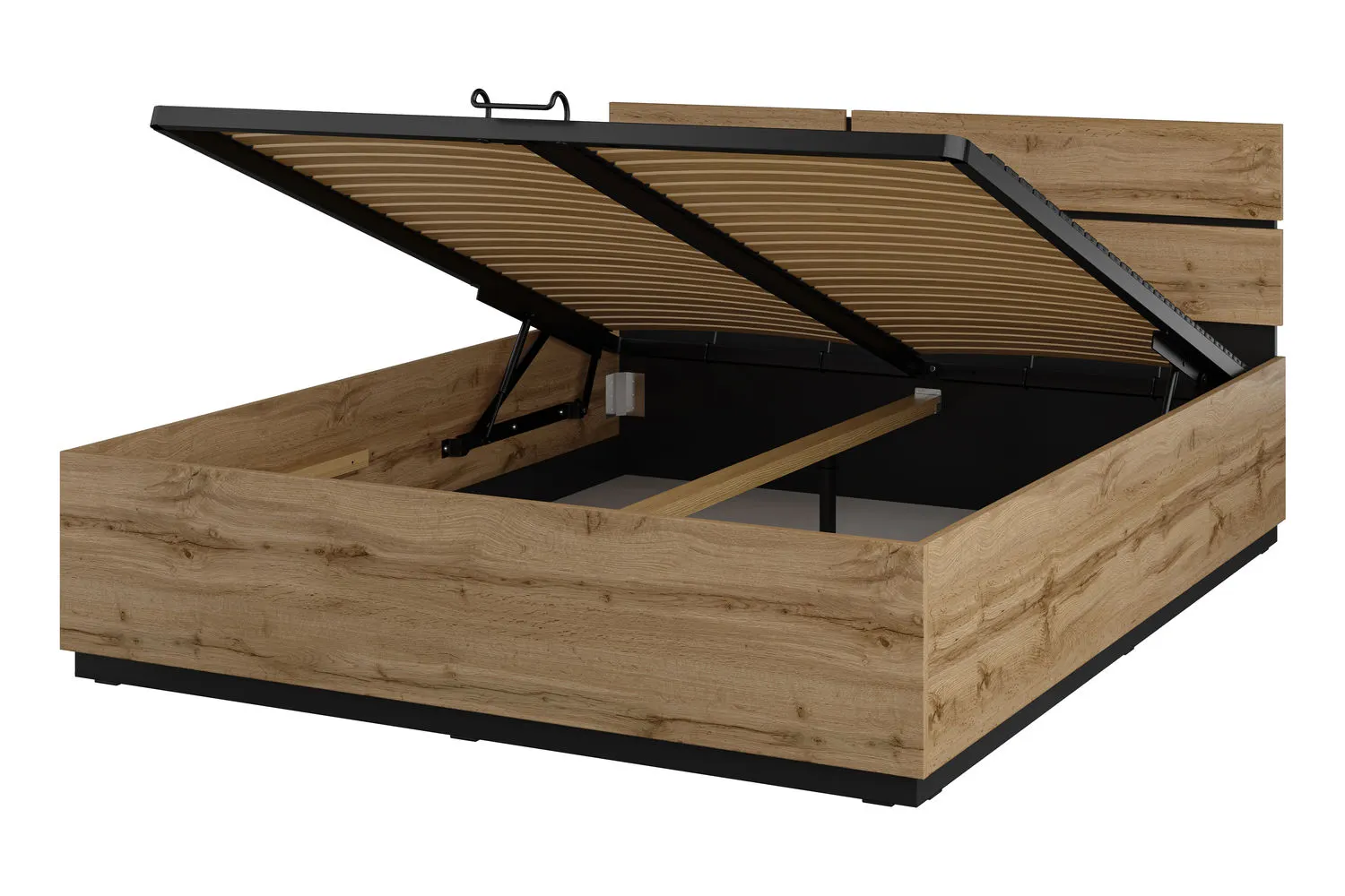 Łóżko z pojemnikiem CROSS S 51 160x200 dąb wotan czarny - 24N6MY51