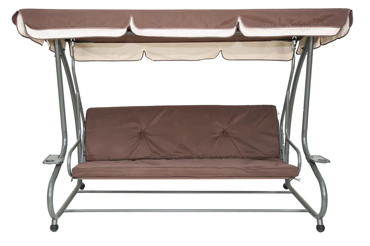 Huśtawka ogrodowa rozkładana GRACJA z regulowanym daszkiem 230 cm - brązowa - FE5906948100503