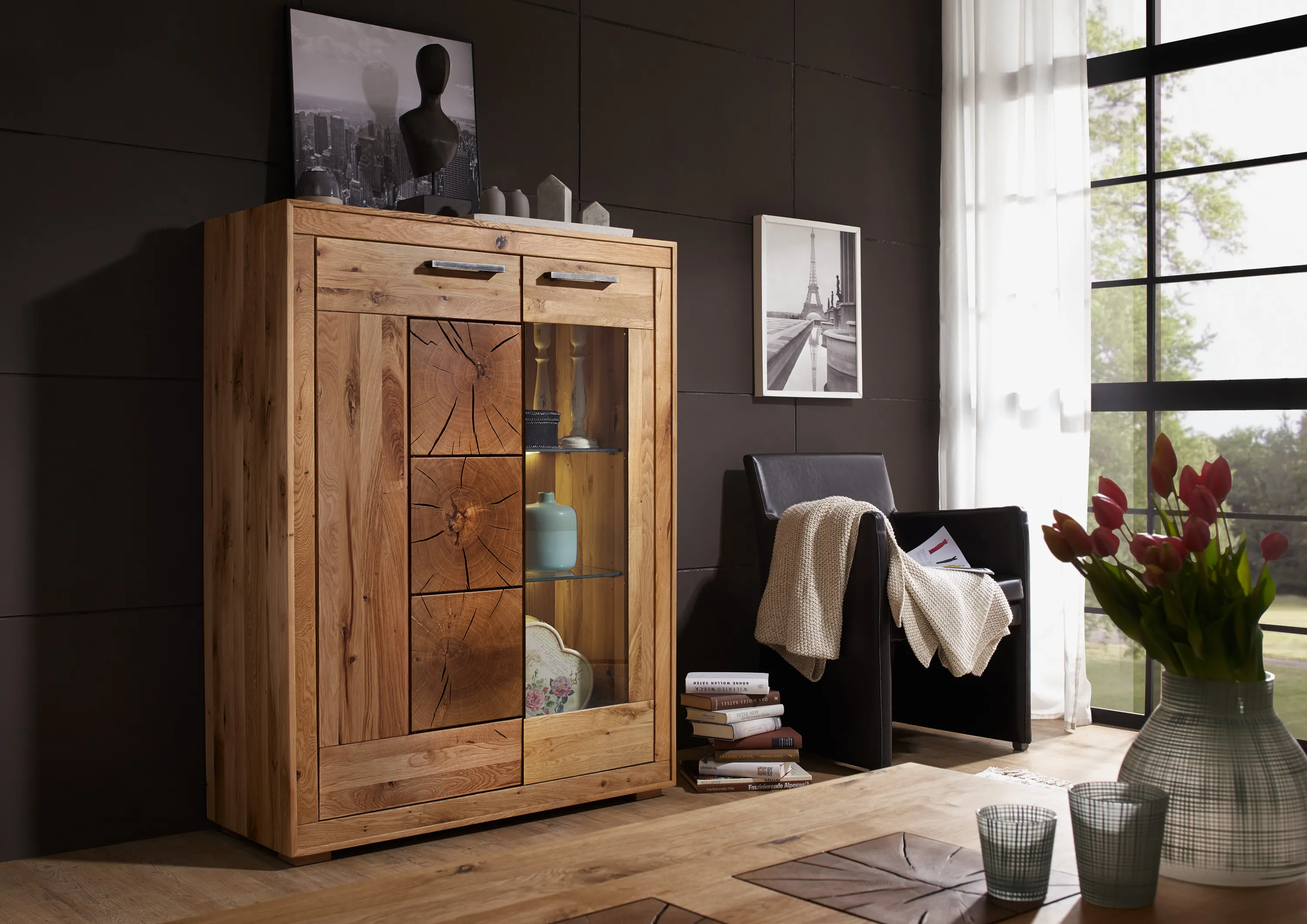 Kredens I-P Cornflower 2-drzwiowy, dąb olejowany, Prawy - GK_1033152111