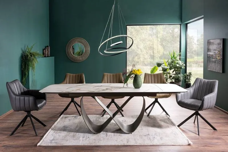 Stół rozkładany INFINITY CERAMIC 95x160(240) Amber Bianco biały stelaż miedziany - INFINITYBBR160