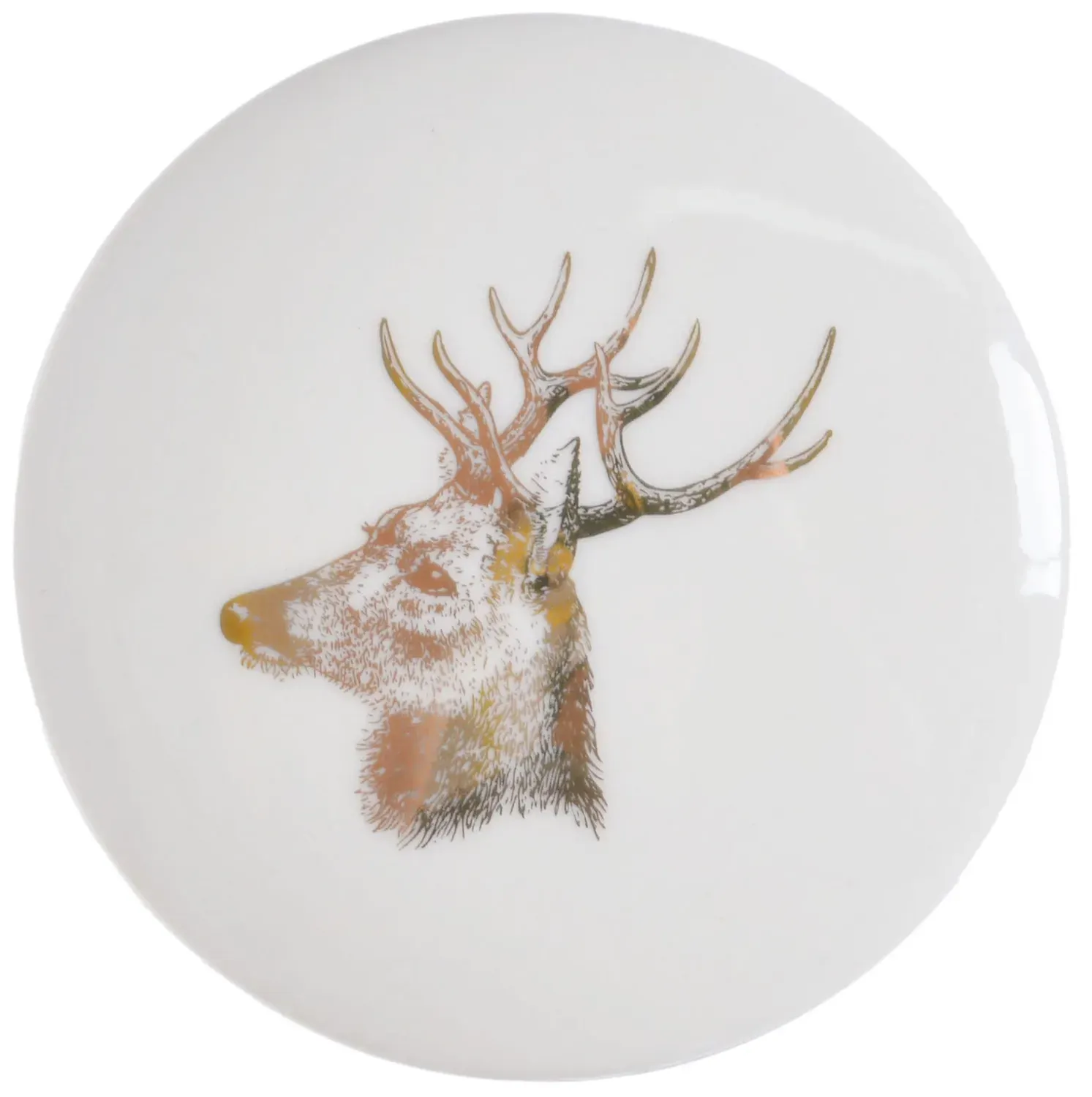 Porcelanowe PUZDERKO Z RENIFEREM okrągłe