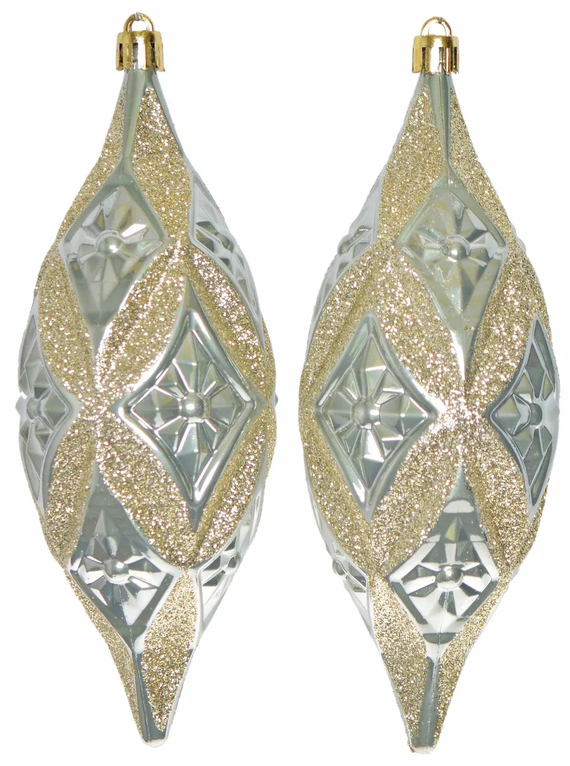 Komplet 2 bombek podłużnych 3608 złoto-zielone Komplet 2 bombek podłużnych 3608 złoto-zielone