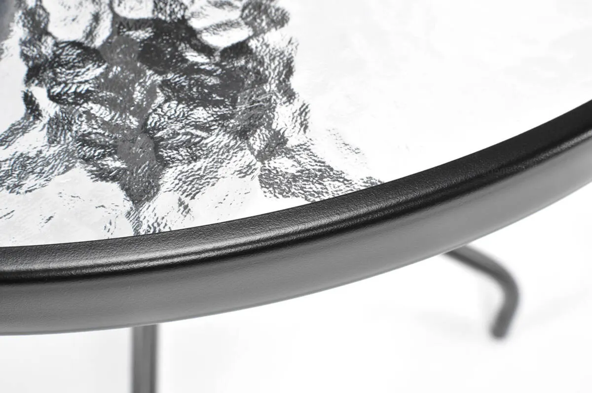 Stolik ogrodowy okrągły CAPRI 80 cm szklany czarny - FE5906948126817