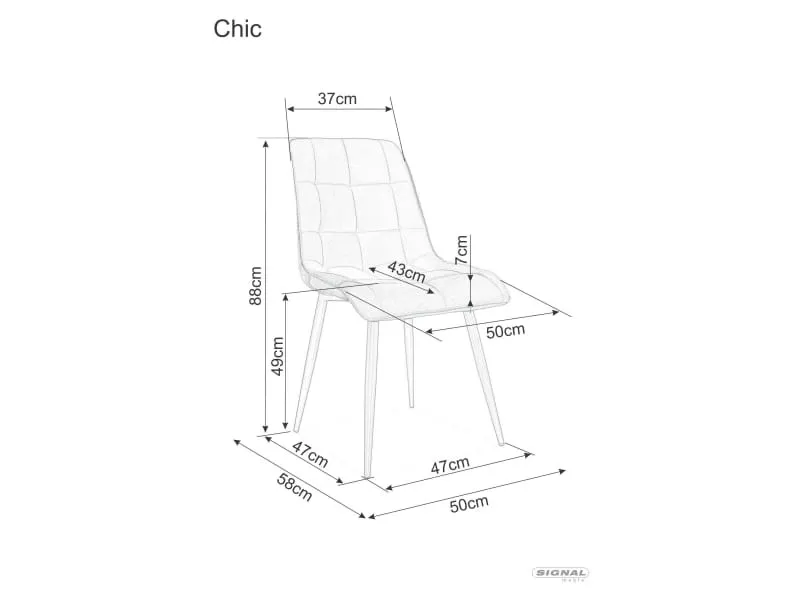 Krzesło CHIC VELVET aksamitne szare/czarny Signal - CHICVCSZ14