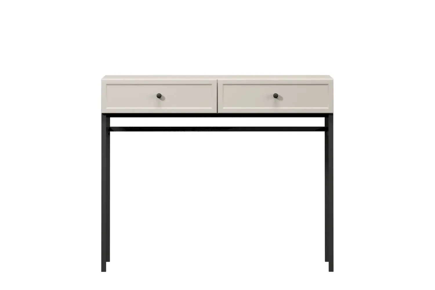 Toaletka z 2 szufladami LORINI 100 - cashmere gałka czarna stelaż czarny - B_166702