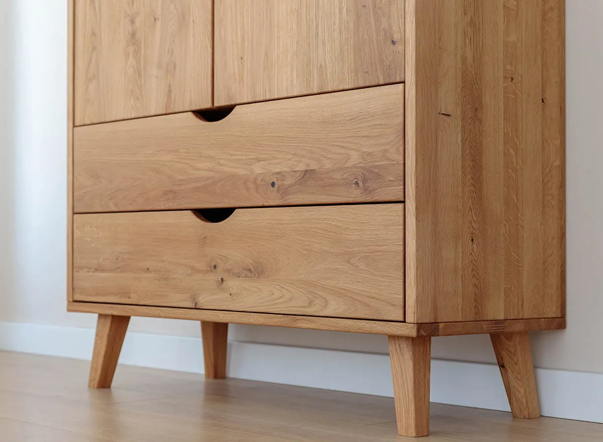 Bieliźniarka 2-drzwiowa z 2 szufladami SIMONA lity dąb olejowany - PRHSIM05