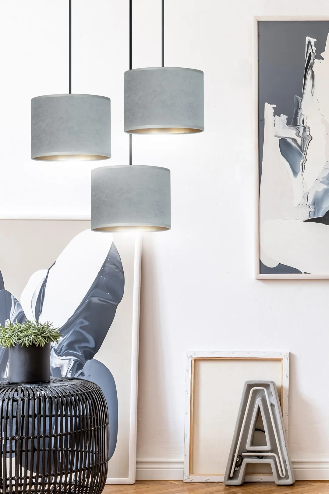 Lampa wisząca HILDE 3 PREM czarny szary — zdjęcie 6