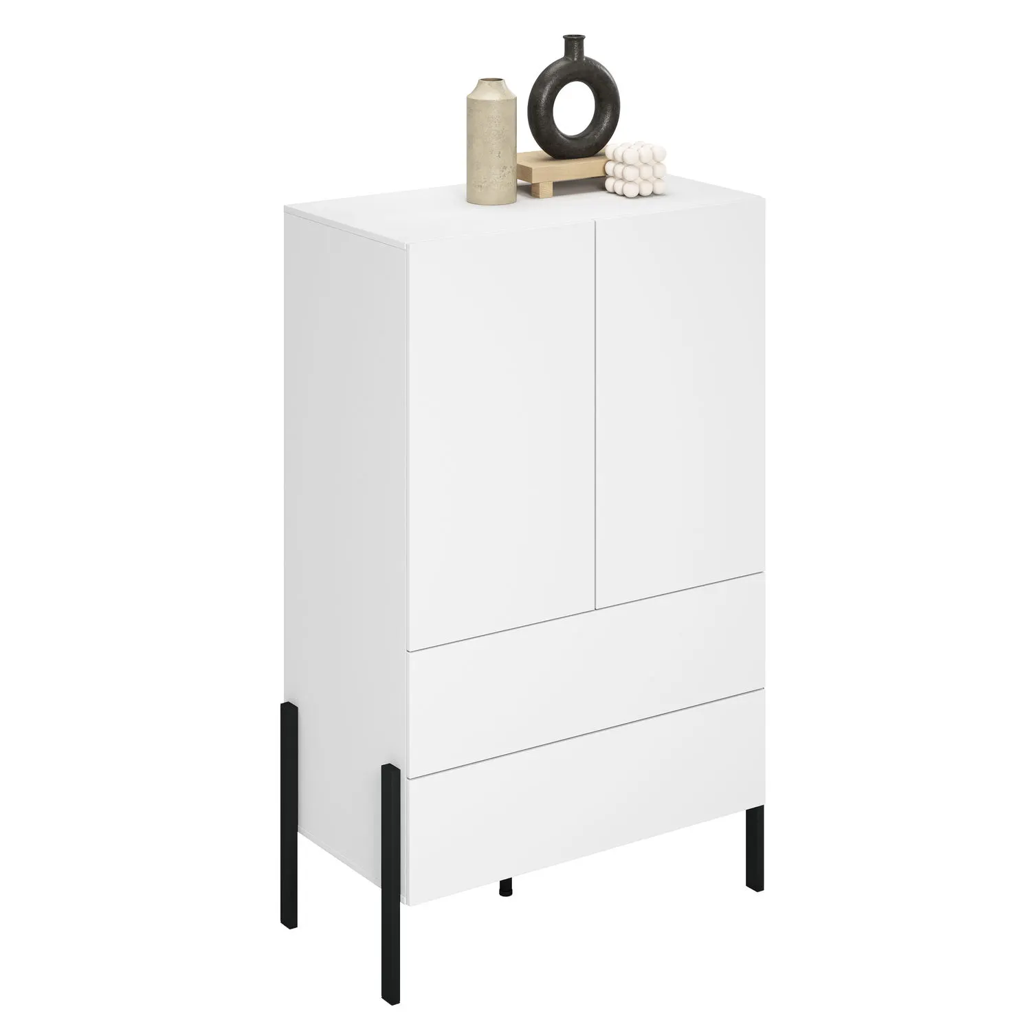 Bieliźniarka 2-drzwiowa z szufladami JUKON 90x150 biały mat - 2497ND38