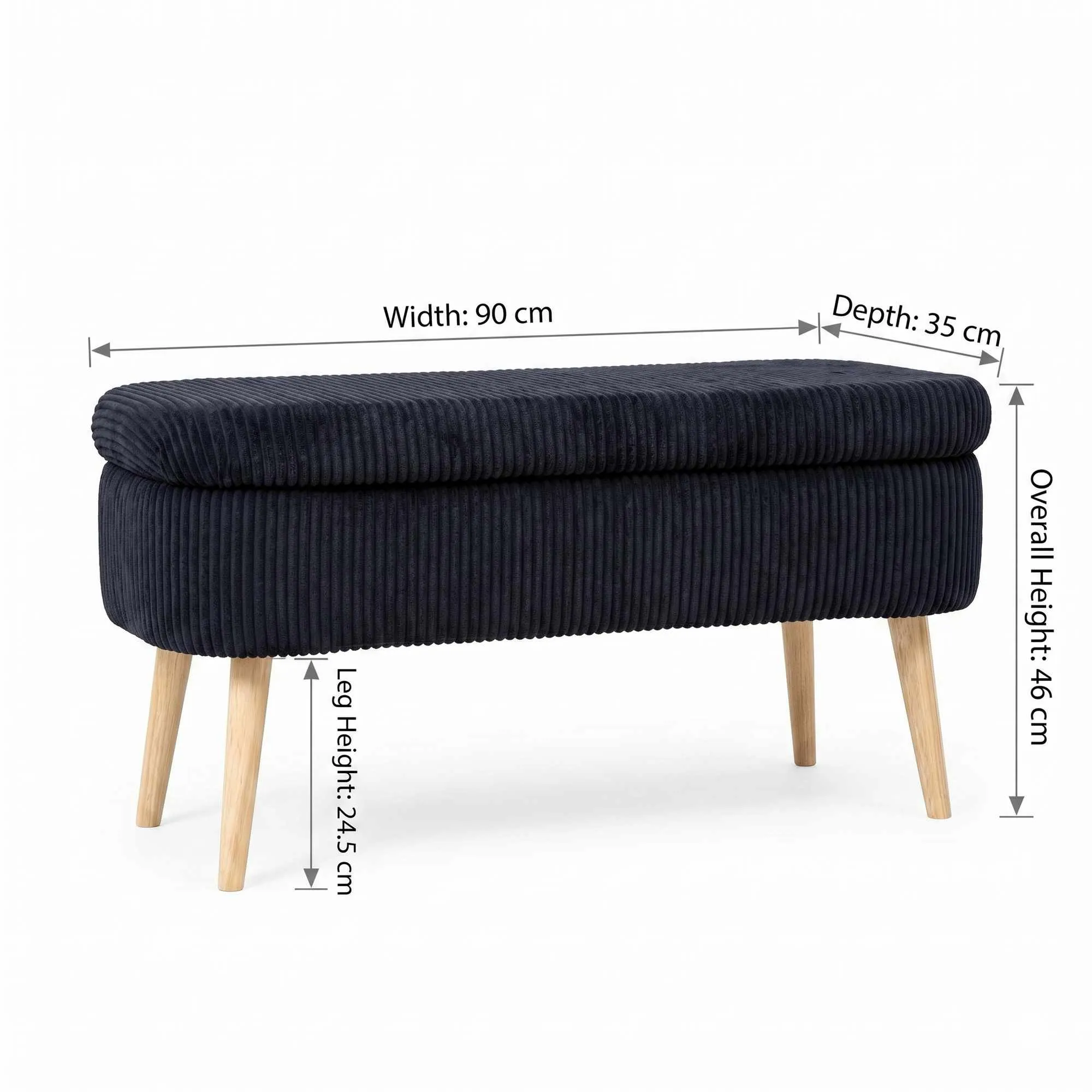 sofa, ottoman, kordurowy, granatowy, drewniane nogi
