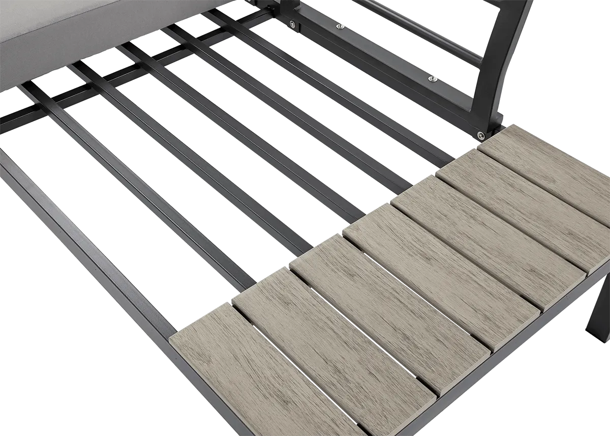 Narożnik ogrodowy modułowy ze stolikiem FREEMONT stalowy jasnoszary - FG001496