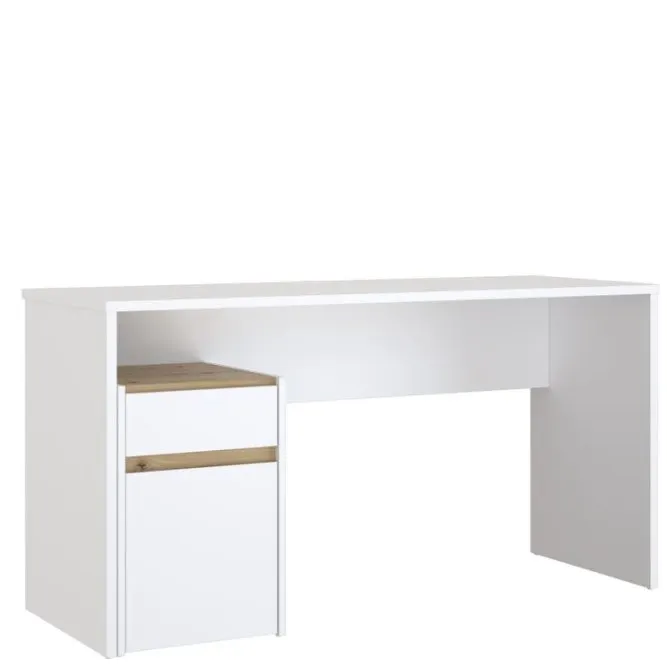 Biurko MODULTRICK 140 cm z szafką i szufladą - - dąb artisan, biały
