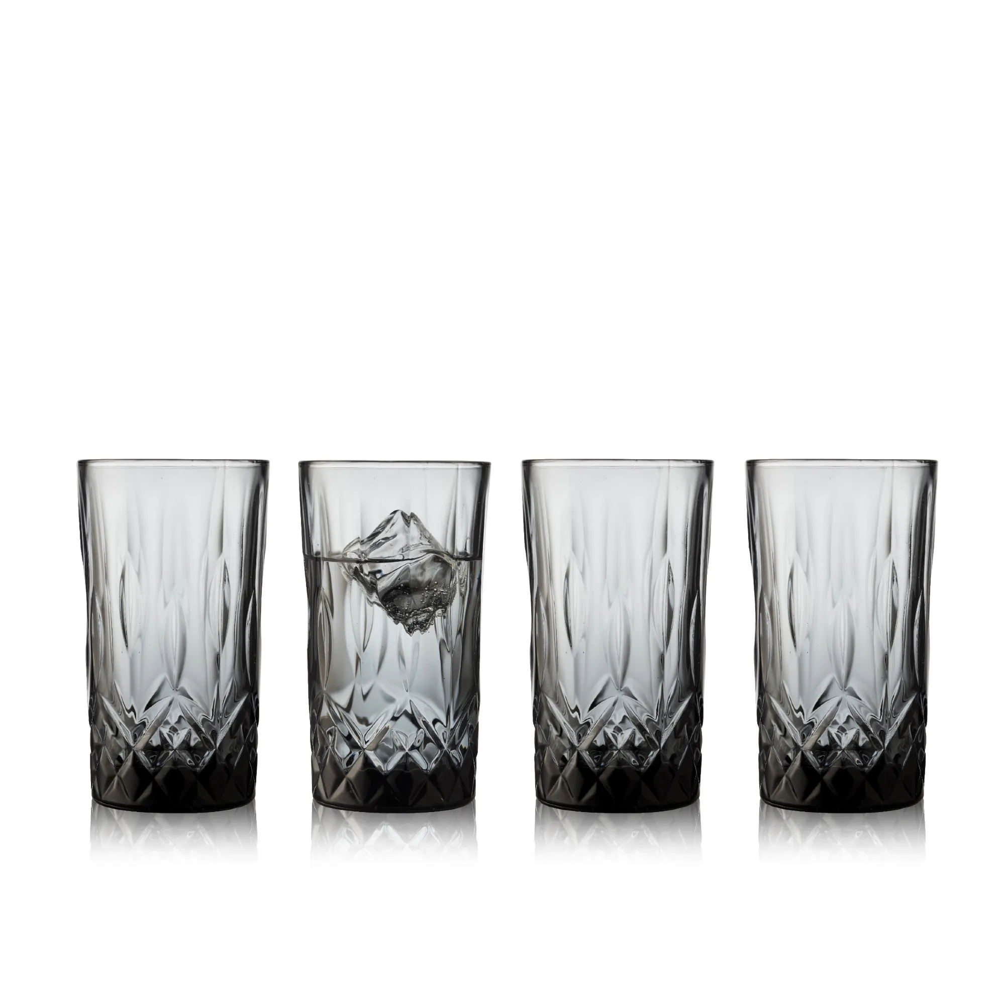 Wysokie szklanki SORRENTO zestaw 4 szt. 380ml szare