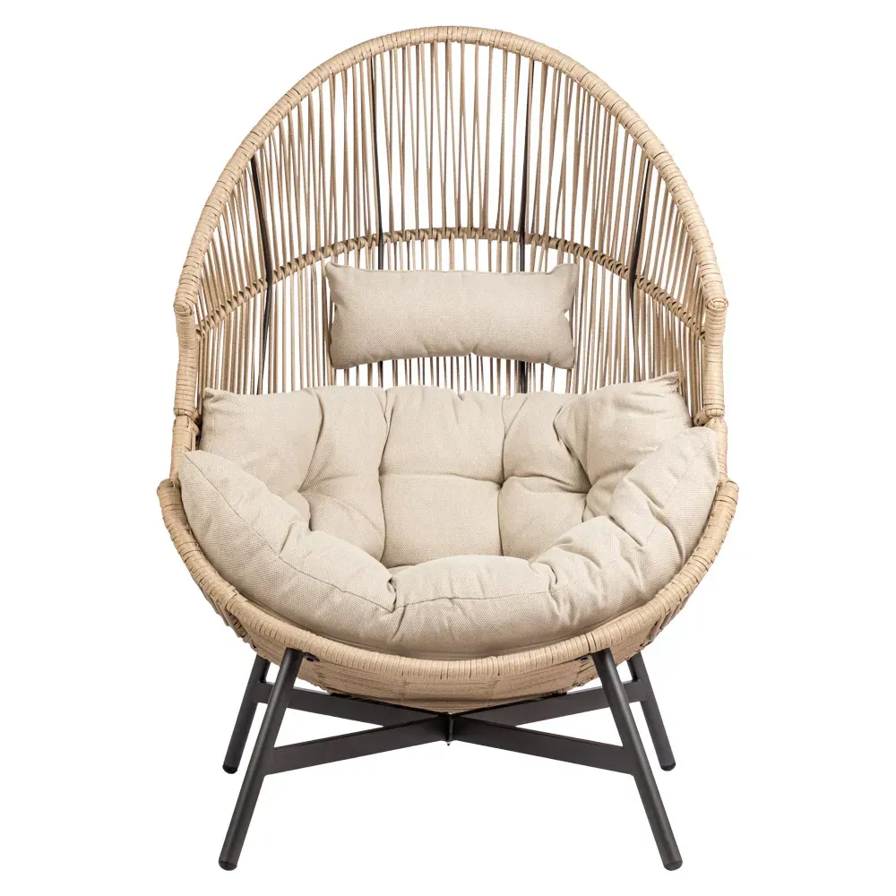 Fotel ogrodowy polirattanowy HOLAND z poduszką beżowy - MI_5905610255503