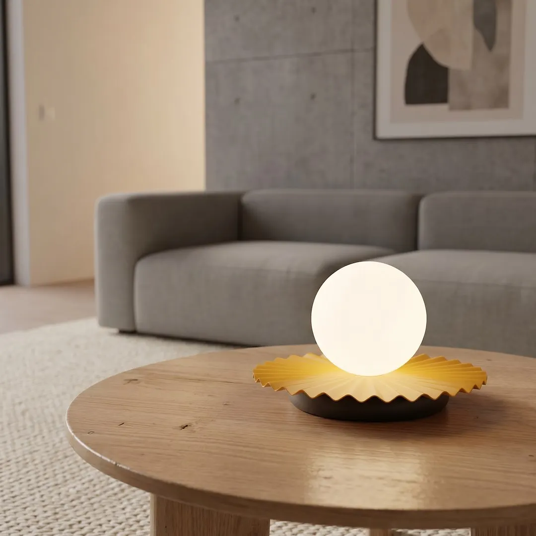 lampa nocna, lampka stołowa, ozdobna lampa, białe światło, drewniany stolik