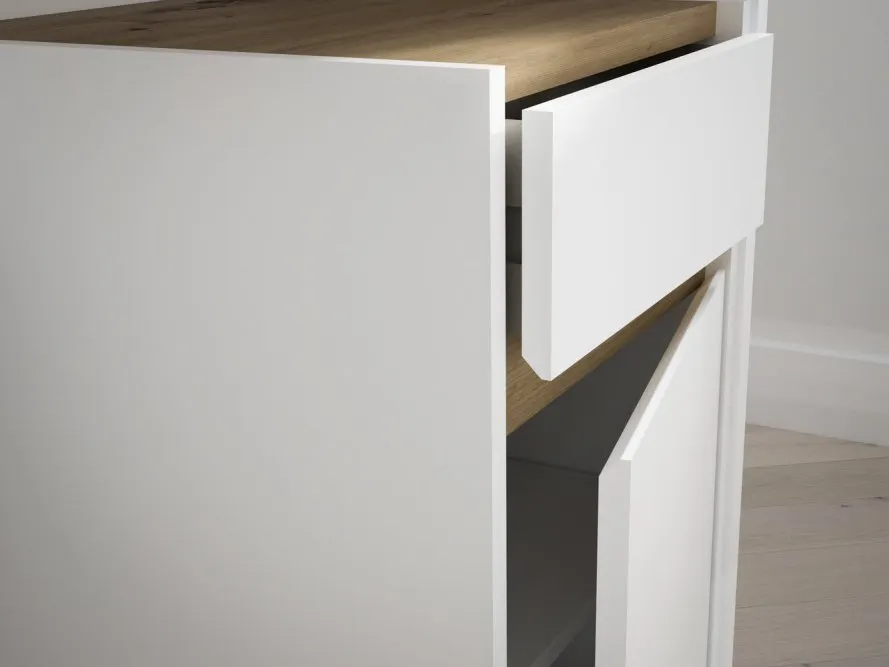 Biurko MODULTRICK z szafką i szufladą - - dąb artisan, biały - MDUB112-M961