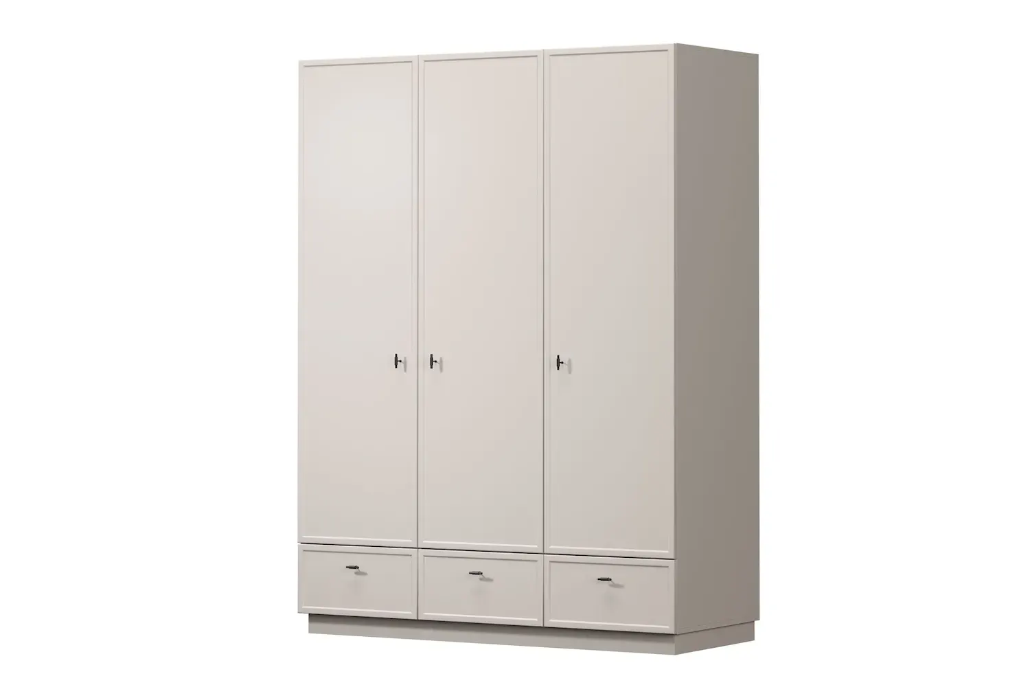 Szafa 3-drzwiowa z 3 szufladami LORINI 150 - cashmere T-bar czarny cokół