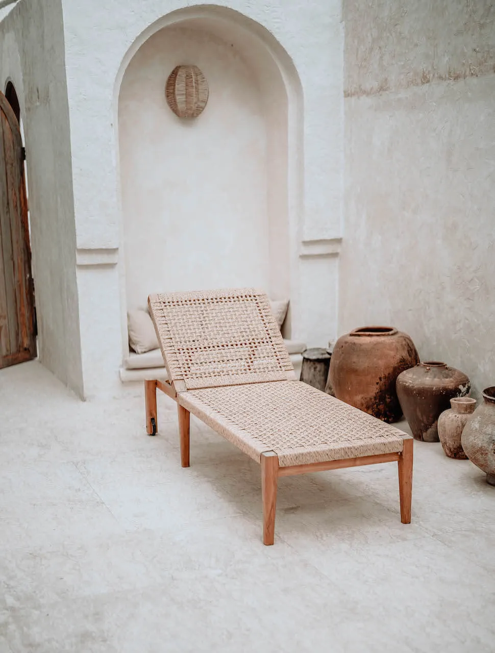 LEŻAK RATTANOWY LUNAN DRZEWO TEKOWE - MMHAL10N