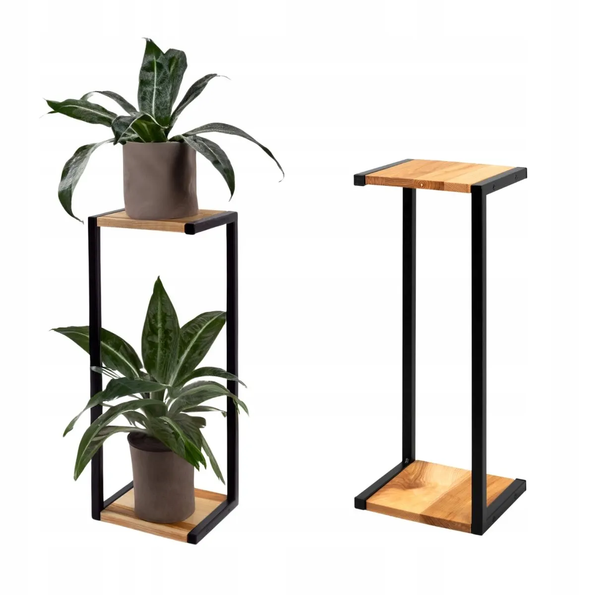 Kwietnik stojący metalowy AMIENS S czarny naturalny - LD_TZ000227