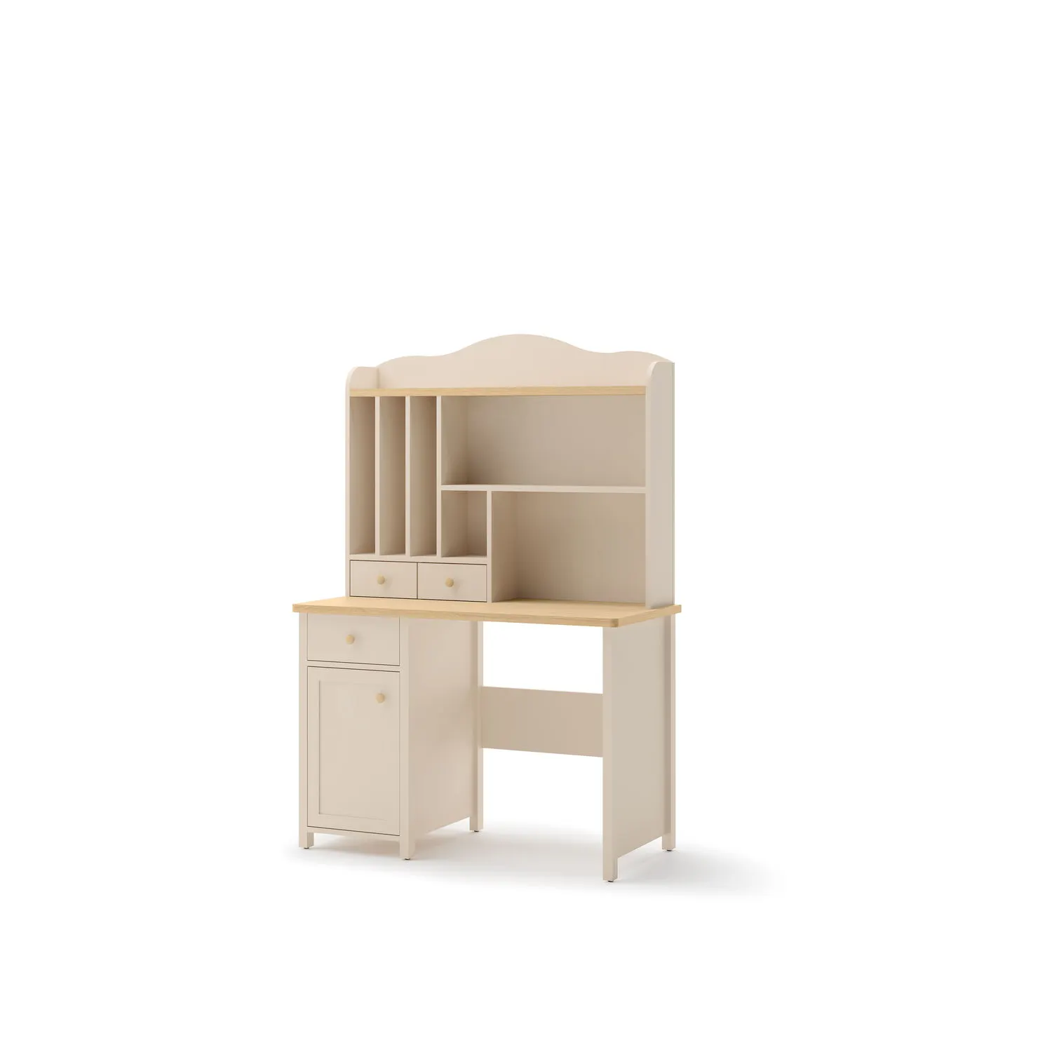 Nadstawka do biurka STORY 04 z półkami i szufladami beż piaskowy dąb vincenza bielony - SO4BPVB