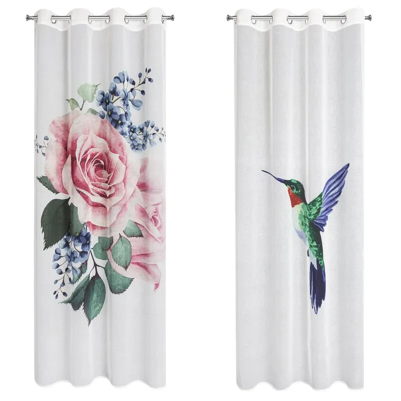 Komplet 2 sztuk zasłon na przelotkach LIA 140x260 CM białe - EU_440327