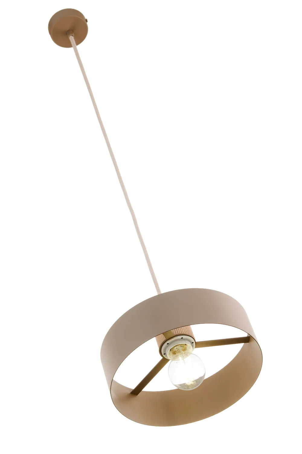 lampa wisząca, kinkiet, metal, beżowy, żarówka Edison