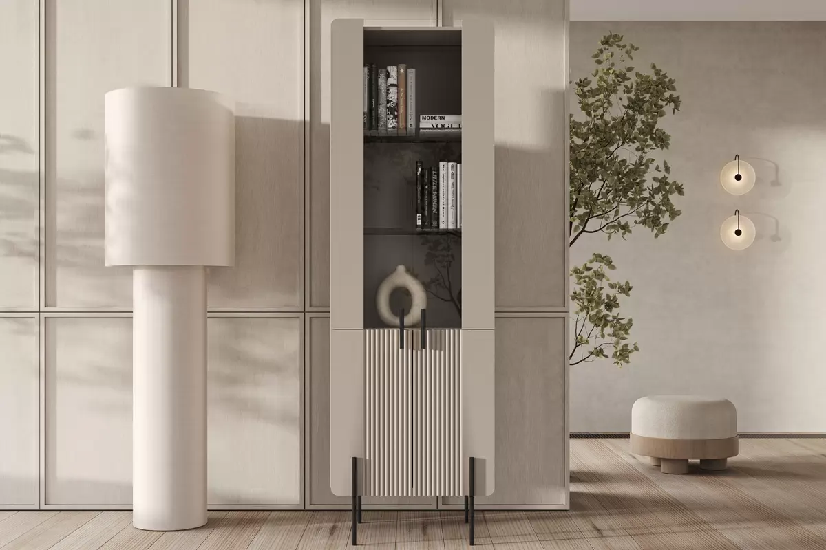 Witryna 4-drzwiowa MALMI 60cm - kaszmirowa - czarne nóżki - B_162307