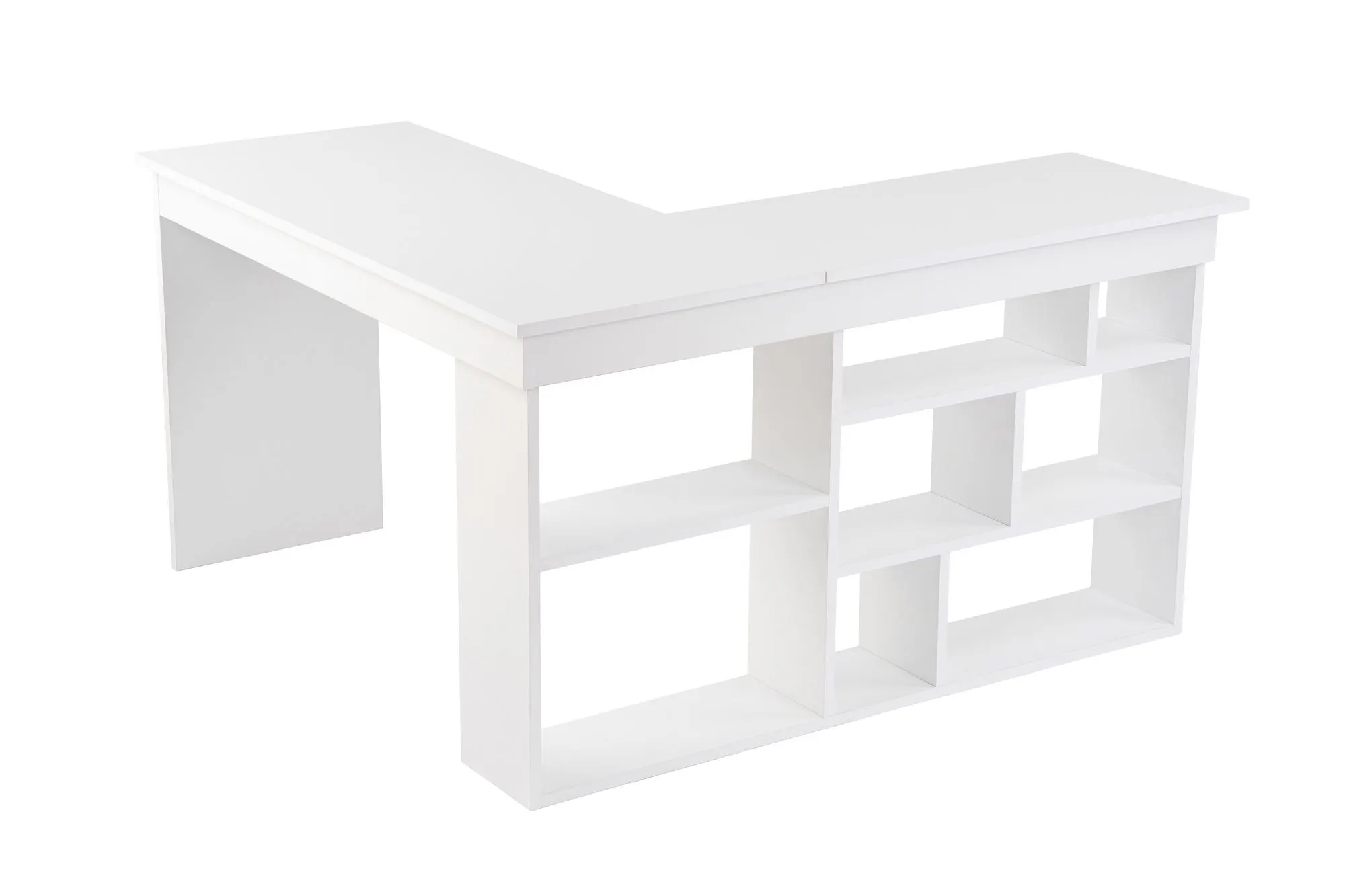 Biurko narożne z regałem VESPER 120x 130 cm białe