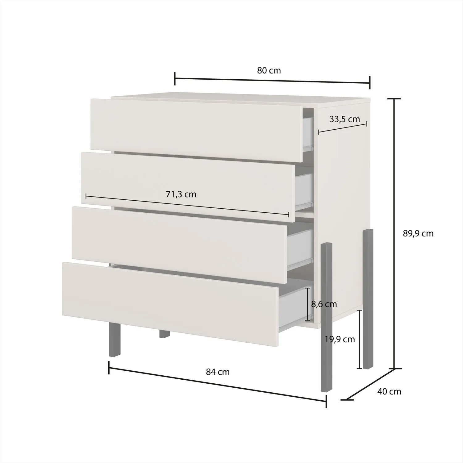 Komoda z szufladami JUKON S 84 cm kaszmirowa - 24KSND27