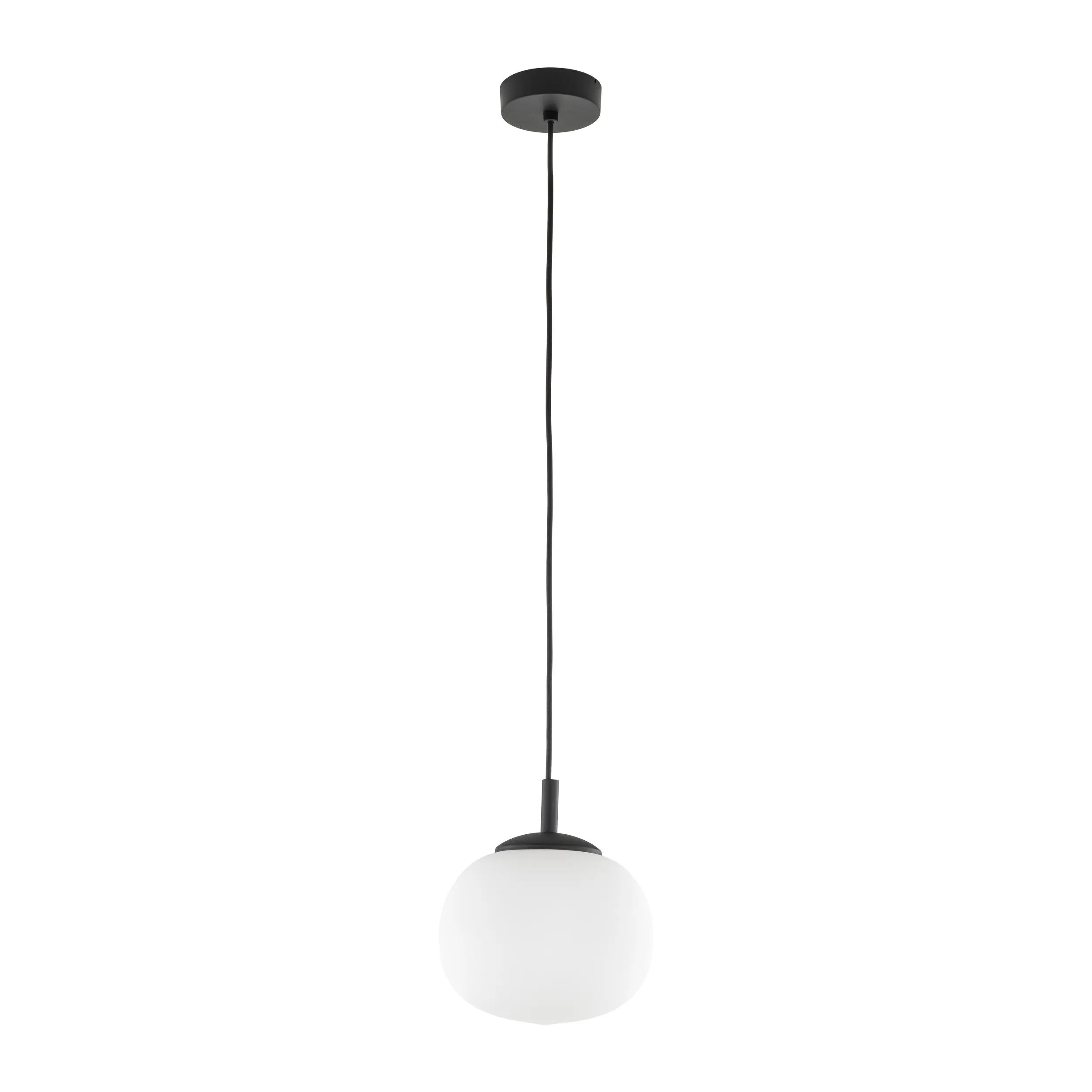 Lampa wisząca VIBE czarna z białym okrągłym szklanym kloszem 160x20cm