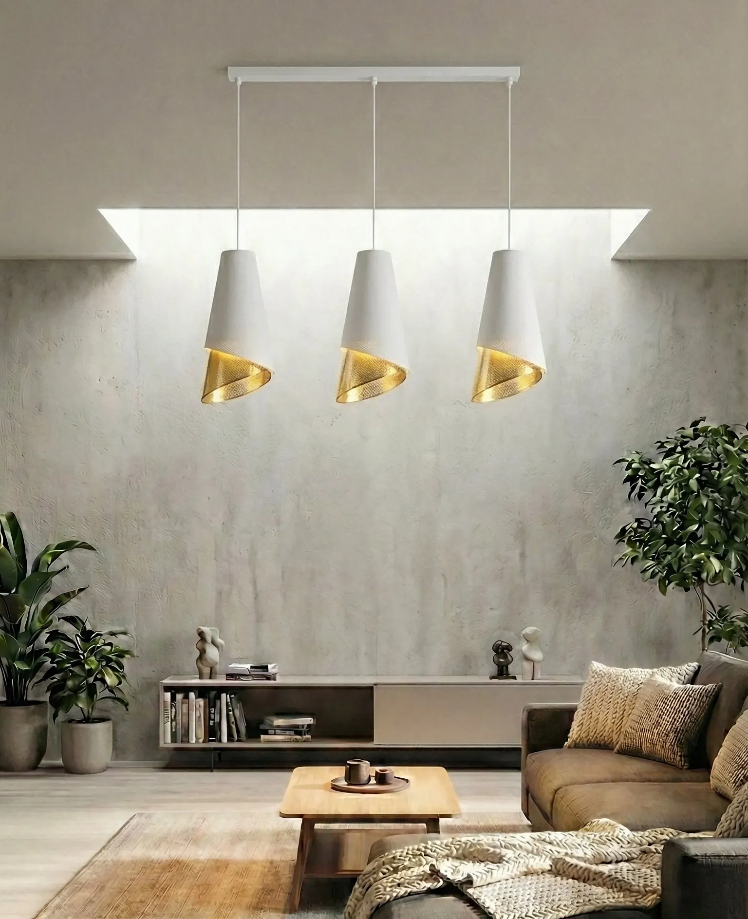 Lampa wisząca z perforowanym kloszem MODA 3 złoty biały - 1618/3