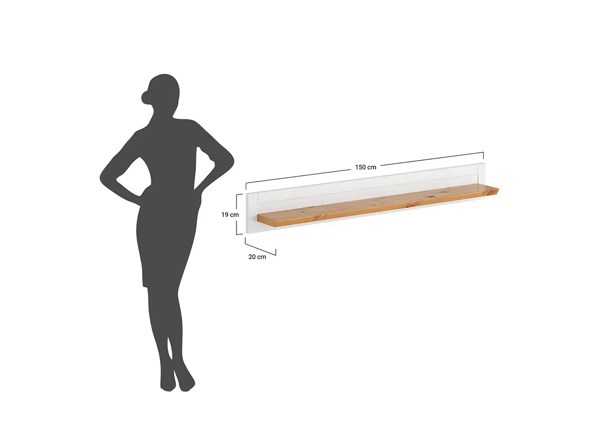 Półka ścienna drewniana MARONE ELITE 150cm popielaty - PLMEL07/S