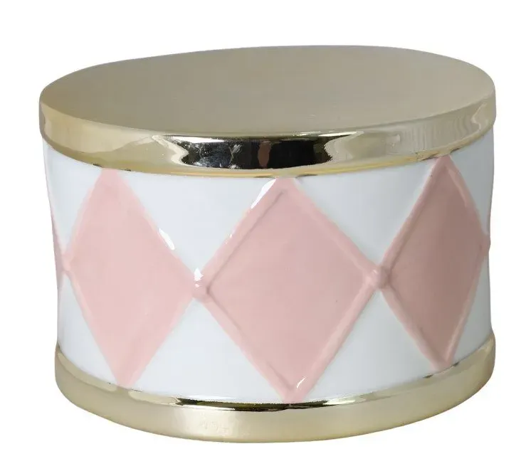 BĘBENEK ceramiczny biało-różowo-złoty