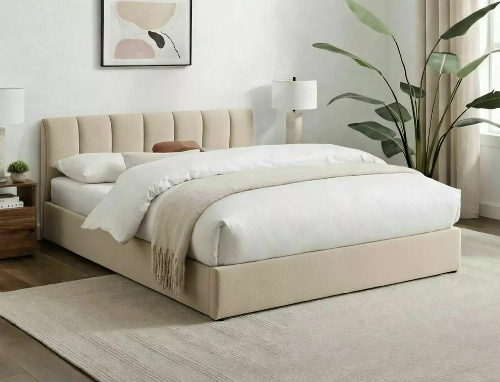 Łóżko z pojemnikiem MONTREAL RAVEN 120x200 beżowe