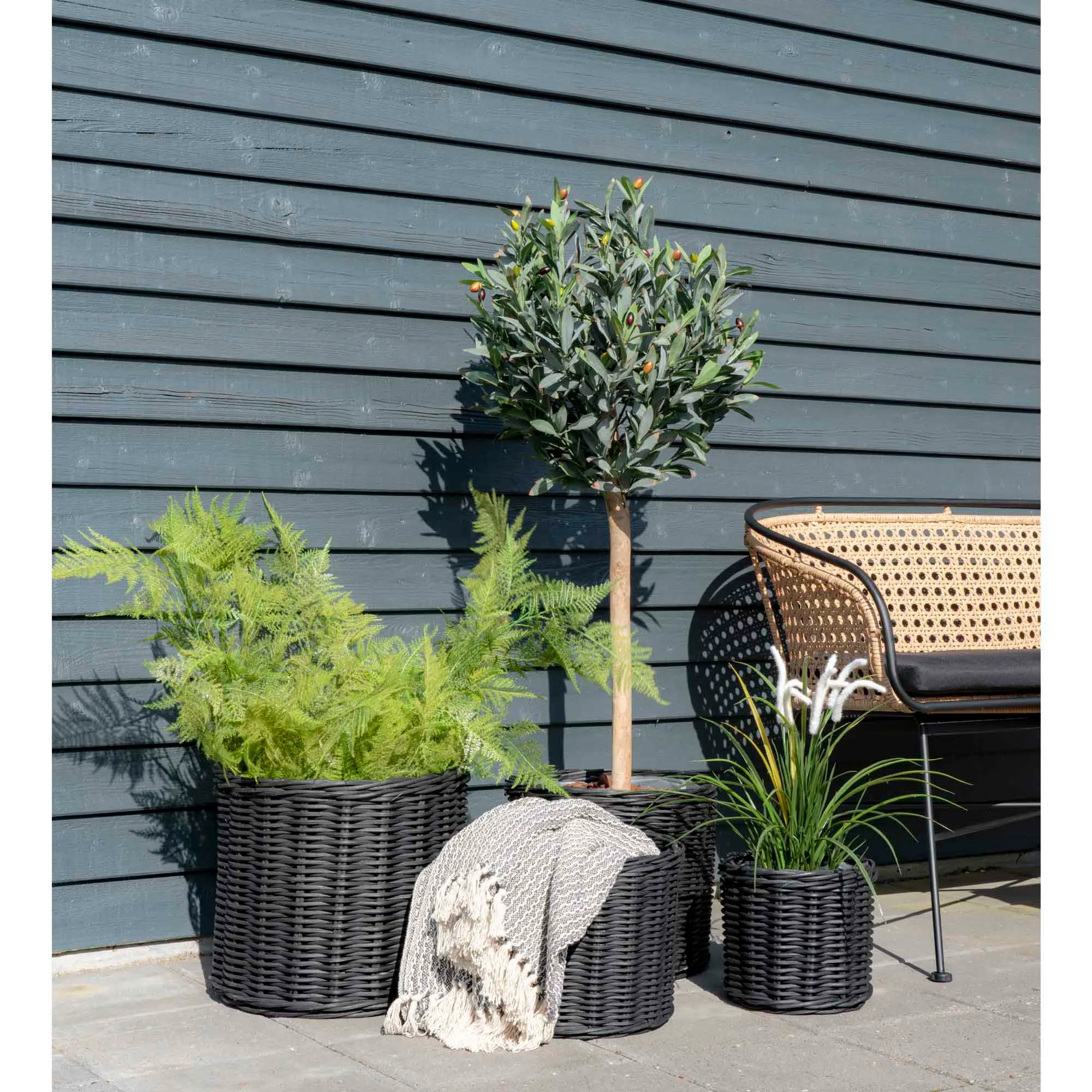 Koc z frędzlami recykling CORT bawełniany wzór C 130x160 cm szary beżowy - 3961004