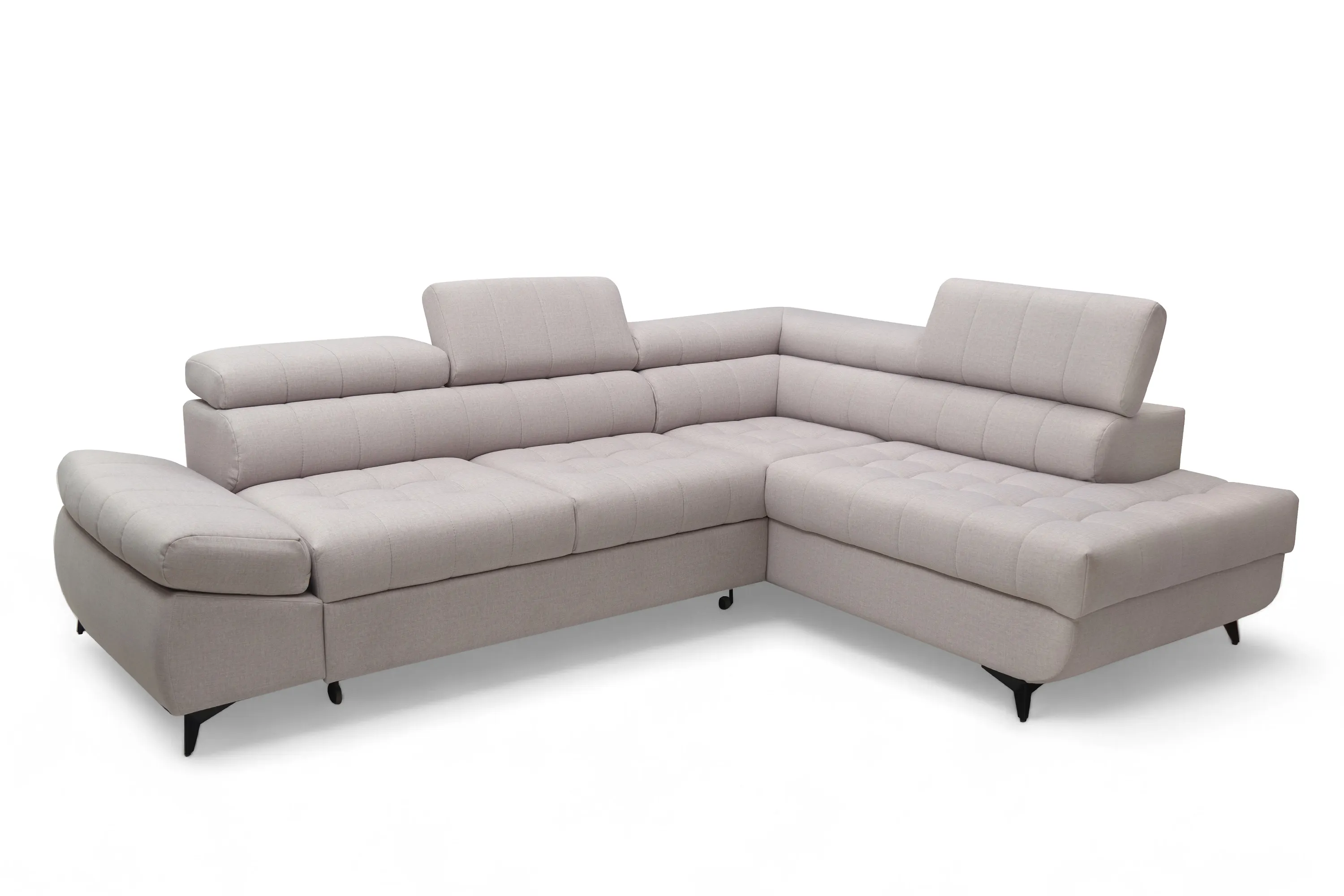 Narożnik prawostronny VALORIS L regulowane zagłówki i podłokietniki tkanina Maya 01 beżowy - B_162433