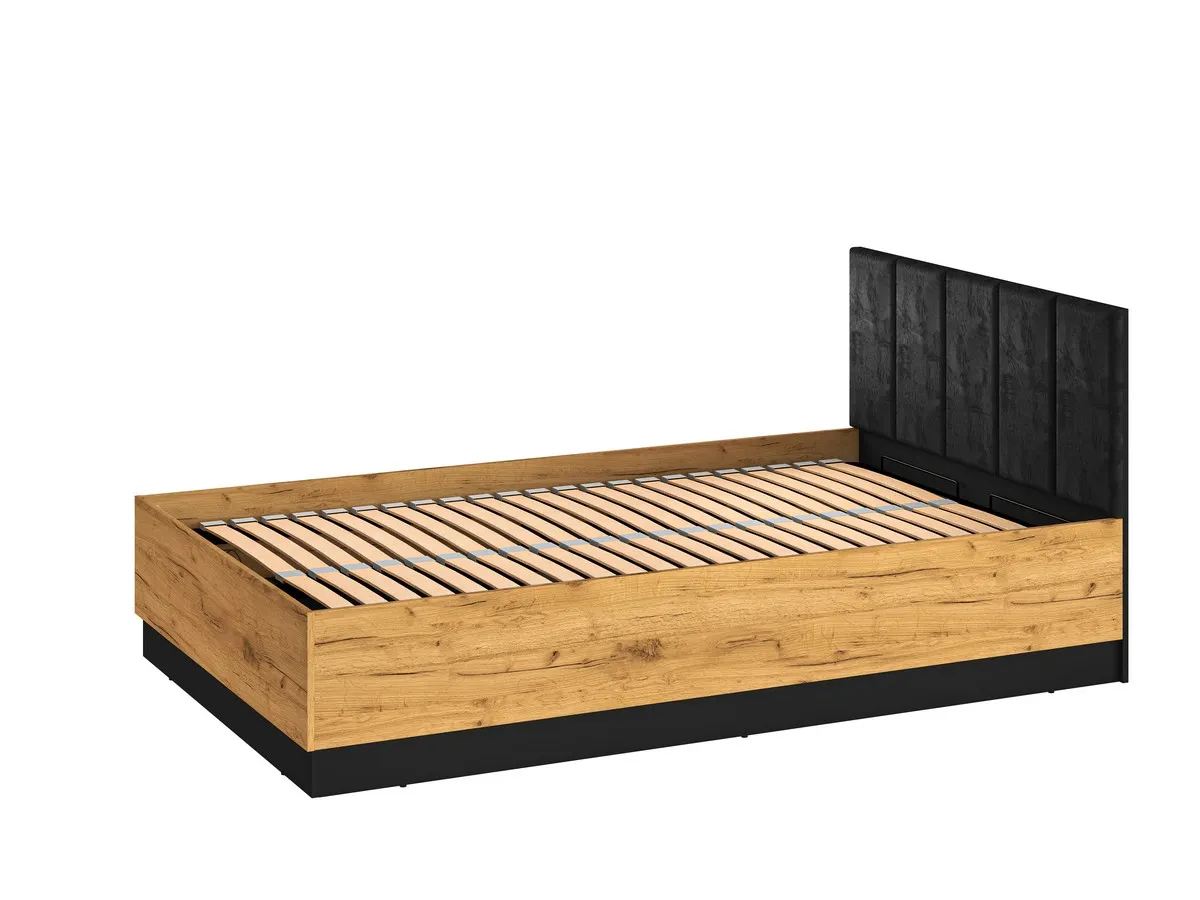 Łóżko z podnoszonym stelażem Colt 09-01 dąb craft złoty, czarny, stal premium 120x200