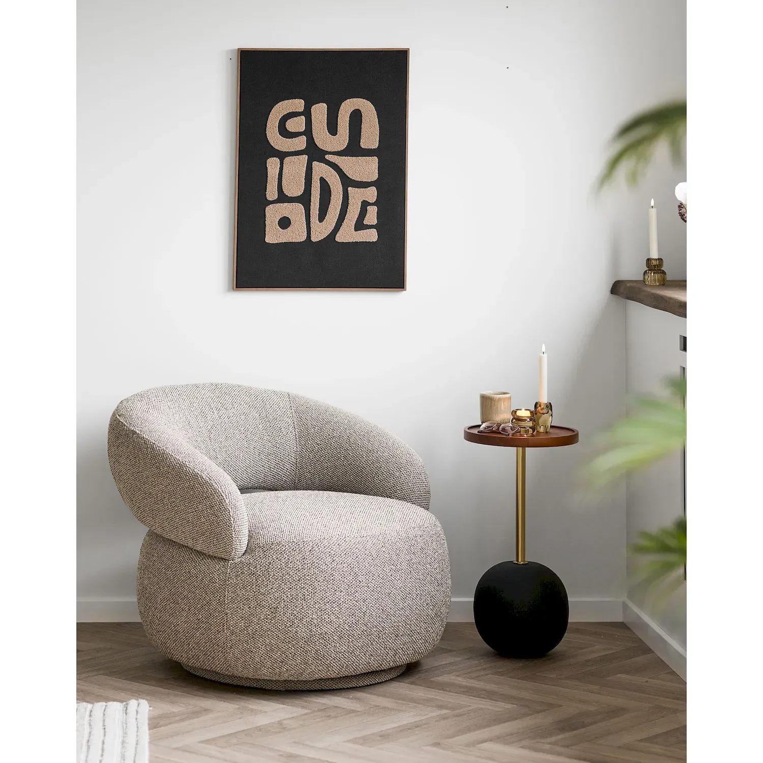Stolik pomocniczy SIRONE 30cm ciemny brąz czarny, złoty