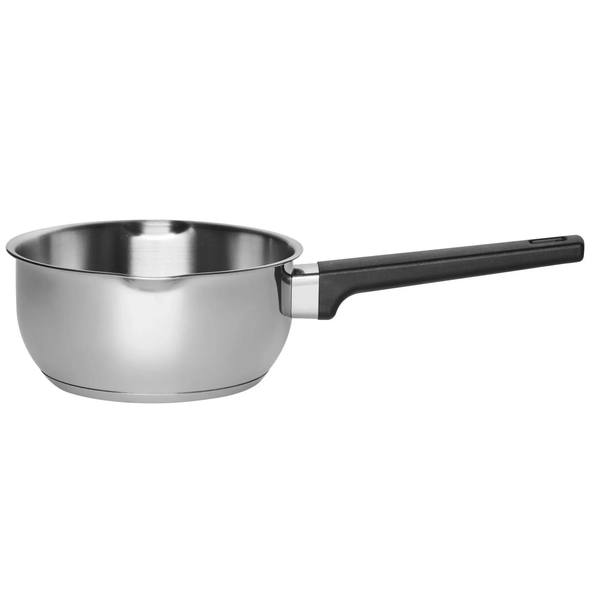 garnek, stalowy, czarny uchwyt, metalowy, kuchenka