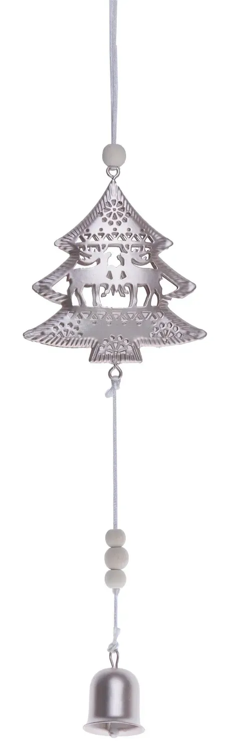 Zawieszka CHOINKA Z DZWONECZKIEM srebrna