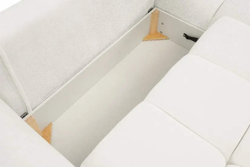 Narożnik rozkładany z pojemnikiem BASE SICURIO 257 cm L/P pikowany kremowy - BASE_NAR_SICURIO60