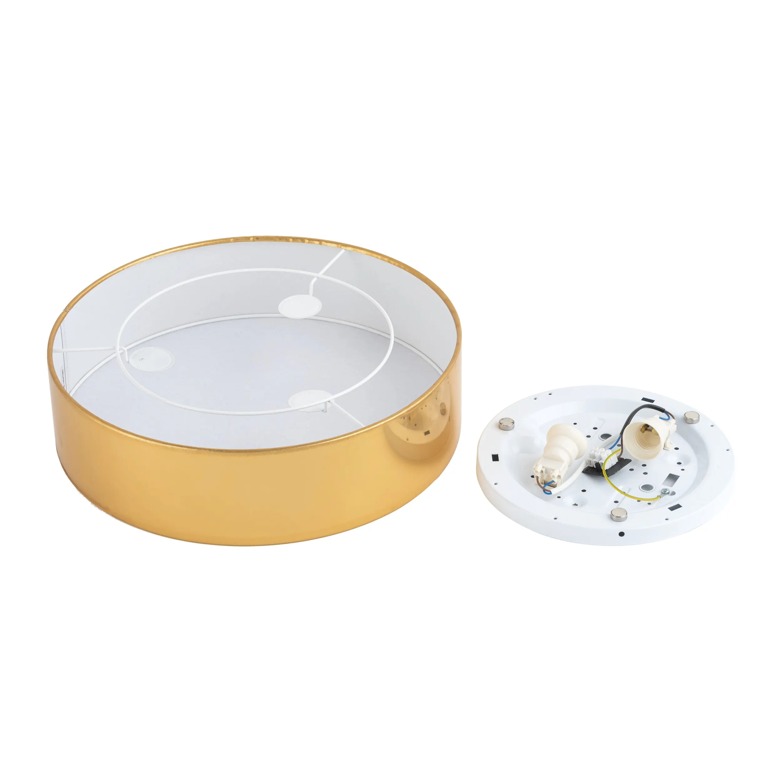 Lampa sufitowa RONDO złota z białym kloszem okrągła 45x15cm - TK_4842