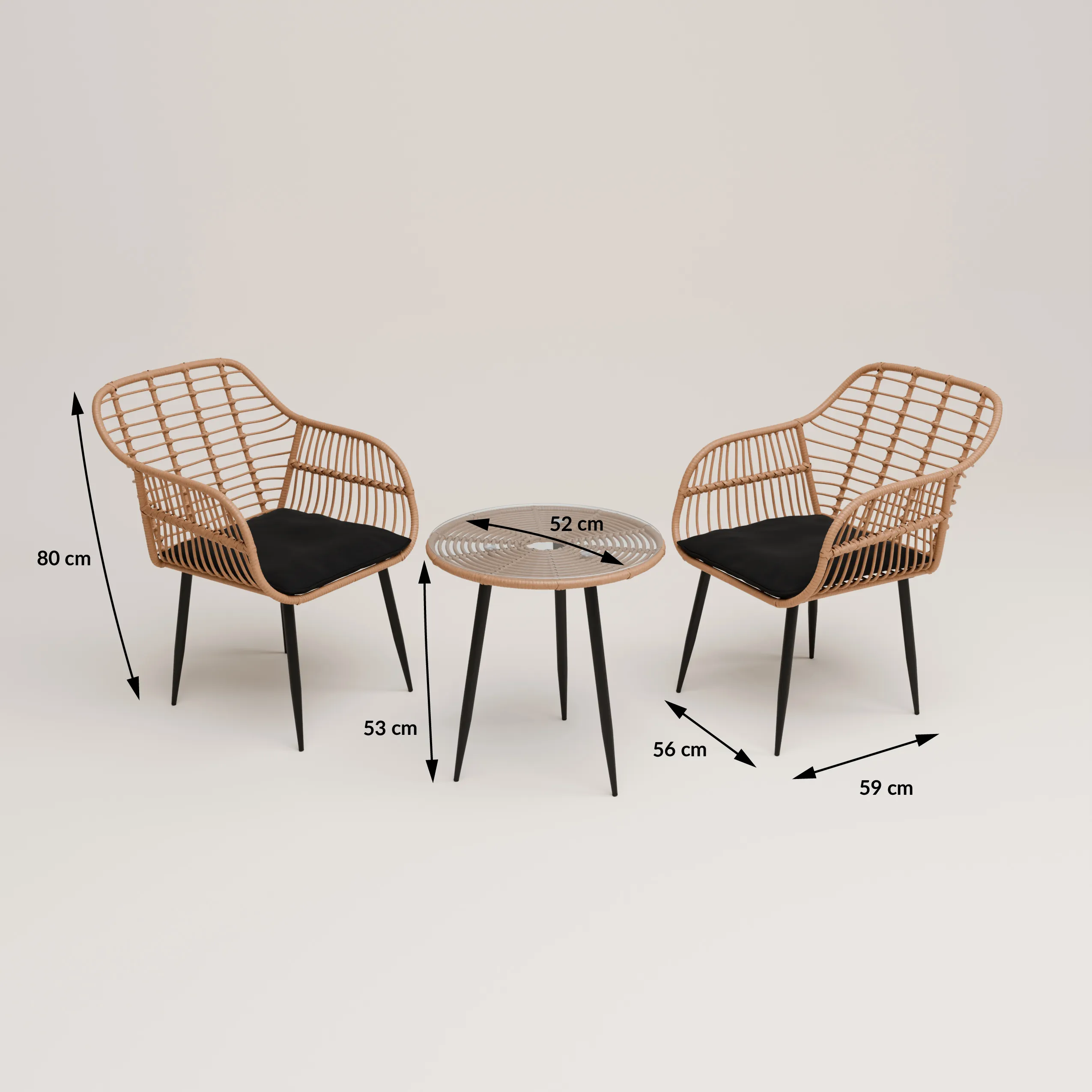 Zestaw ogrodowy na balkon i taras WEBBY 3-set technorattan czarny Zenjoy - WEBBY_CZARNY