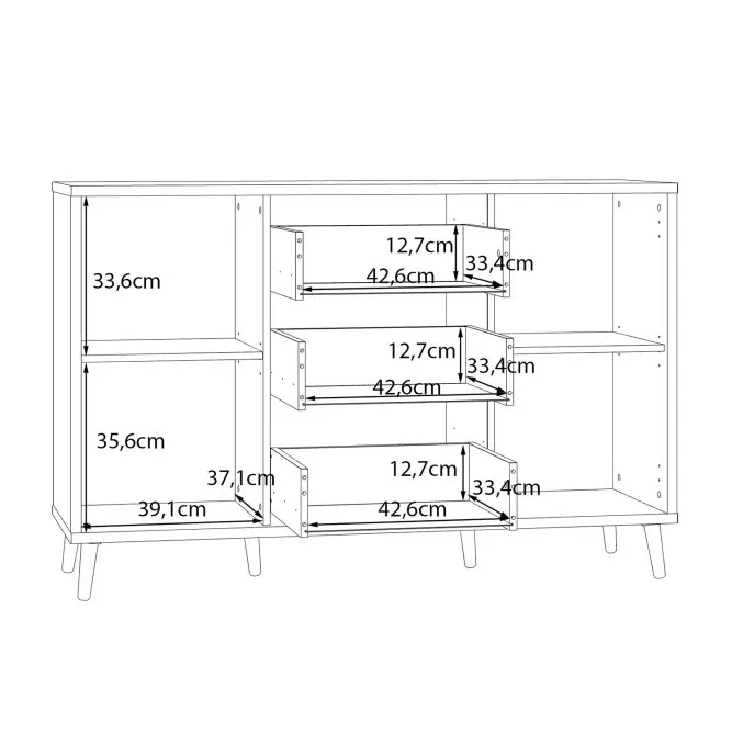 Komoda AKSANA 2-drzwiowa z 3 szufladami - dąb mauvella, biały - AKNK231-M992