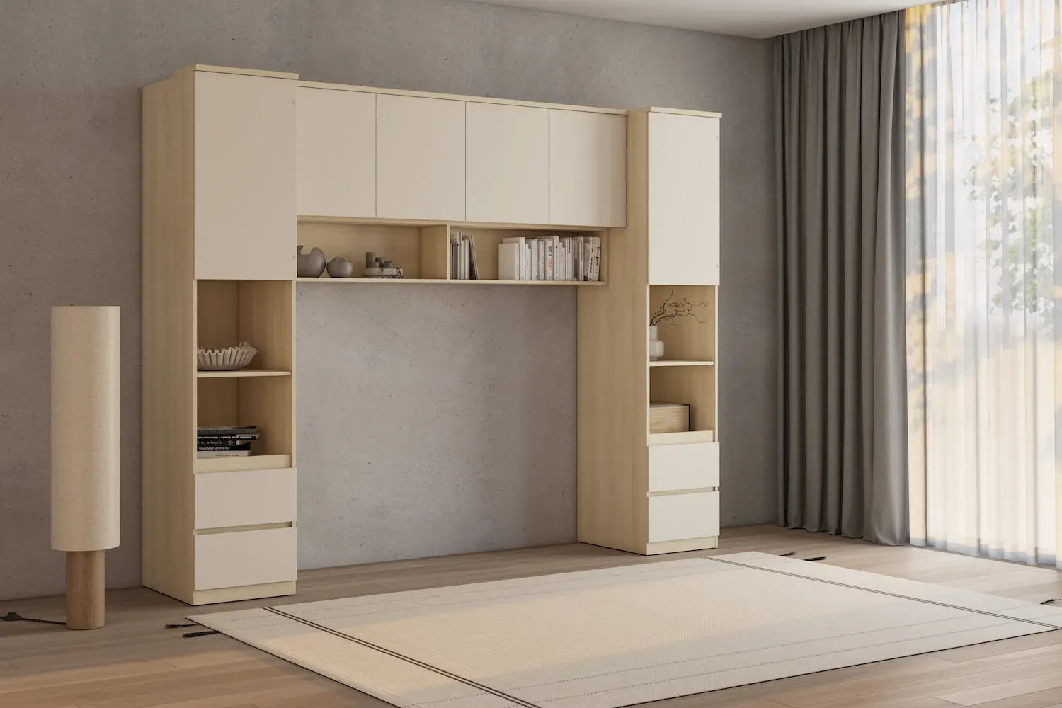 Szafka wisząca 4-drzwiowa P/L 186 cm TERRA 13 dąb Lindberg beż piaskowy — zdjęcie 8