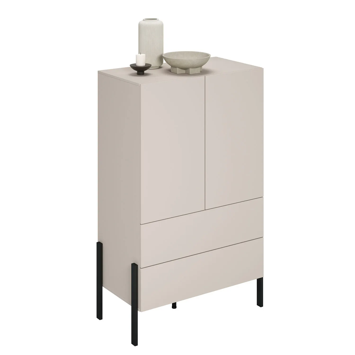 Bieliźniarka 2-drzwiowa z szufladami JUKON S 90x150 kaszmirowa - 24KSND38